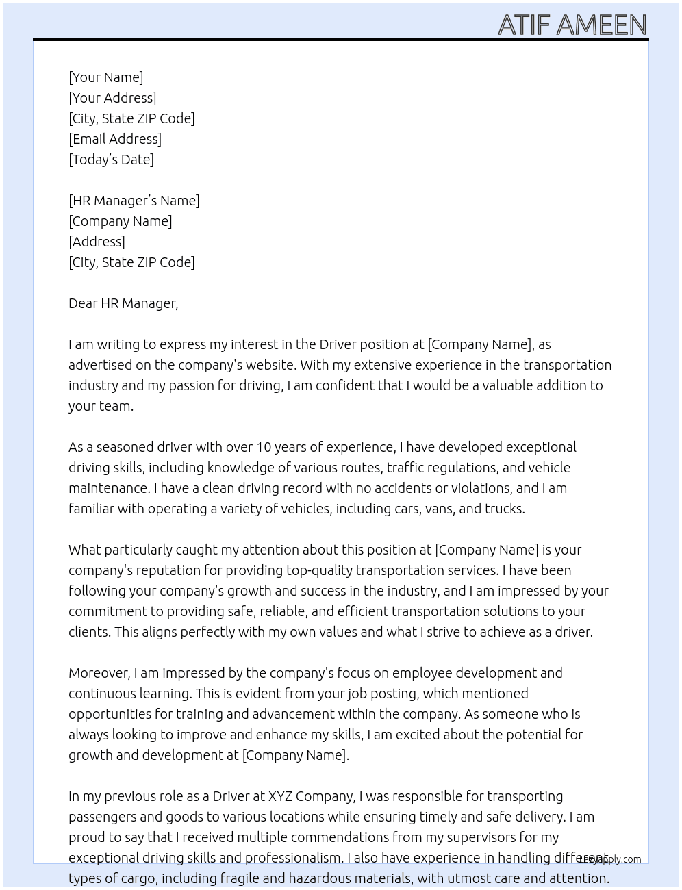 Driver At https://www.arhis.lu/fr/offre-emploi/6479# Cover Letter