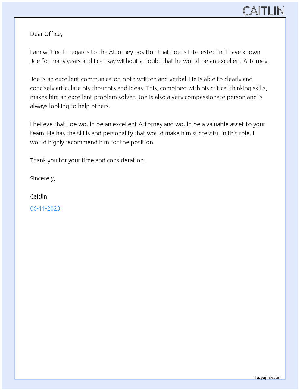 Attorney At Office Cover Letter