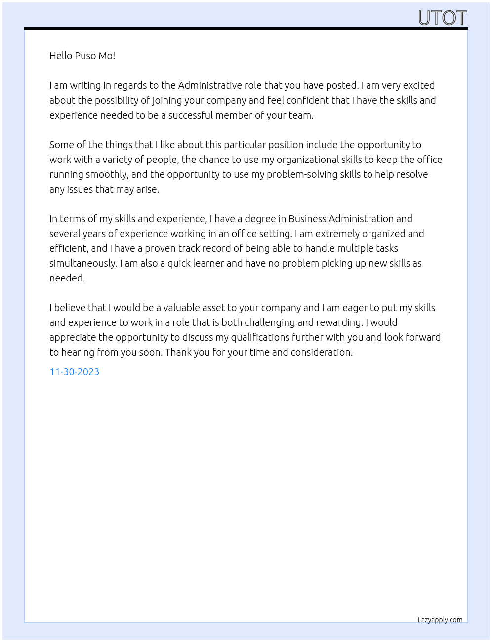 adas At puso mo Cover Letter