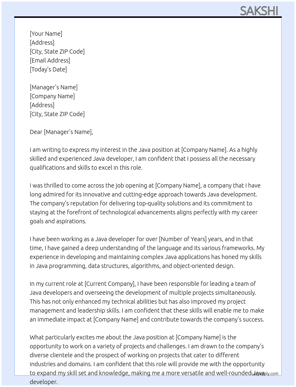 Java  At Hjjh Cover Letter