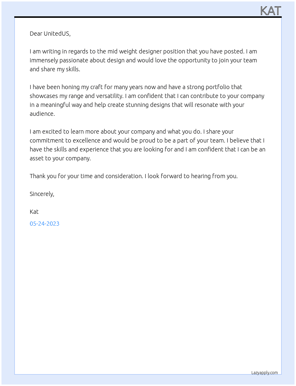 mid weight designer At unitedus Cover Letter