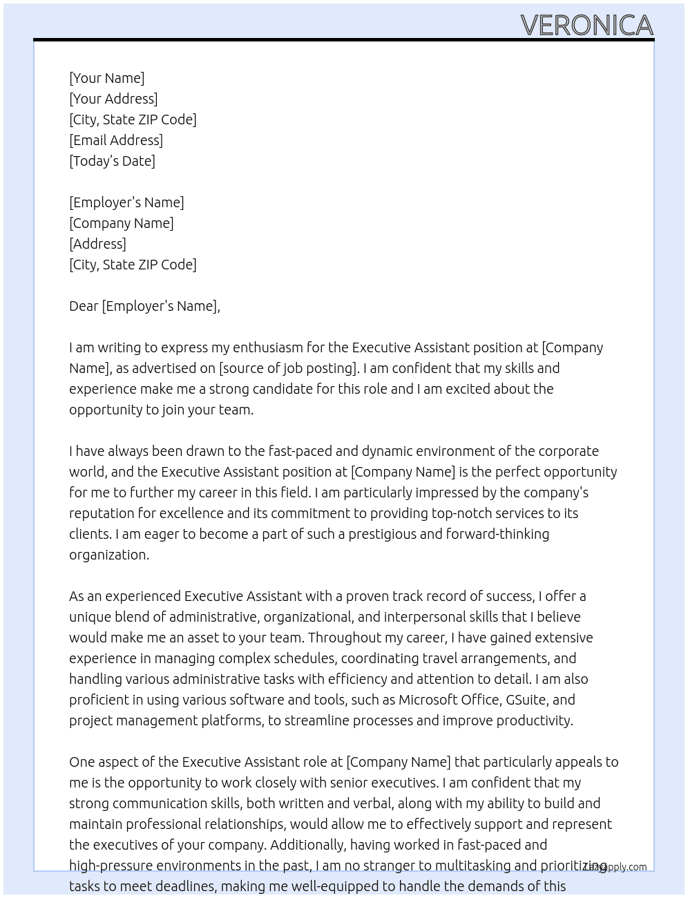 Executive Assistant At Executives Cover Letter