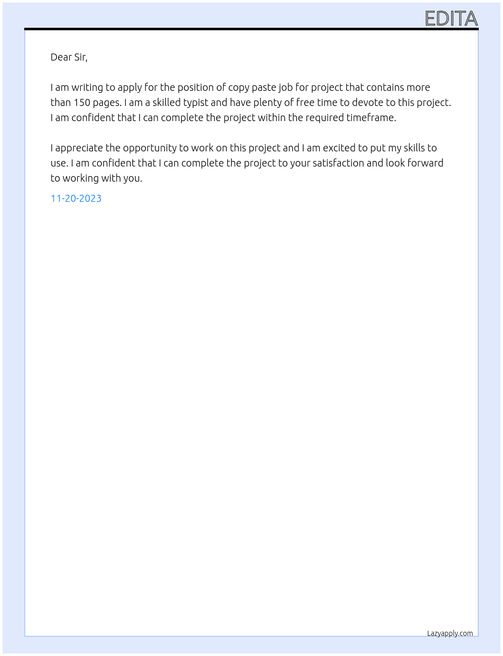 Copy paste job for project that contains more then 150 pages At Job on upwork Cover Letter