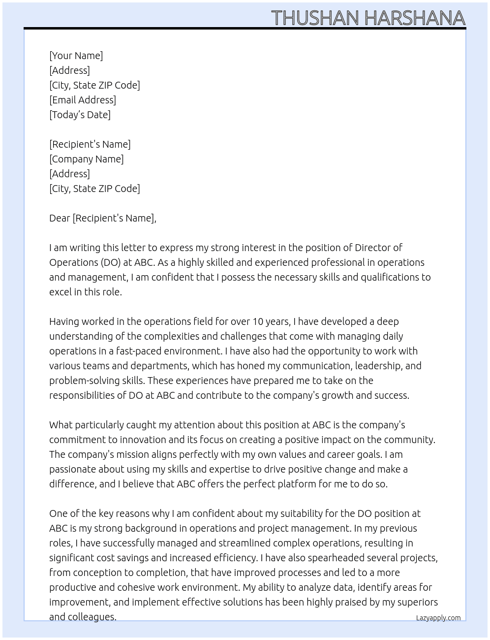 DO At ABC Cover Letter