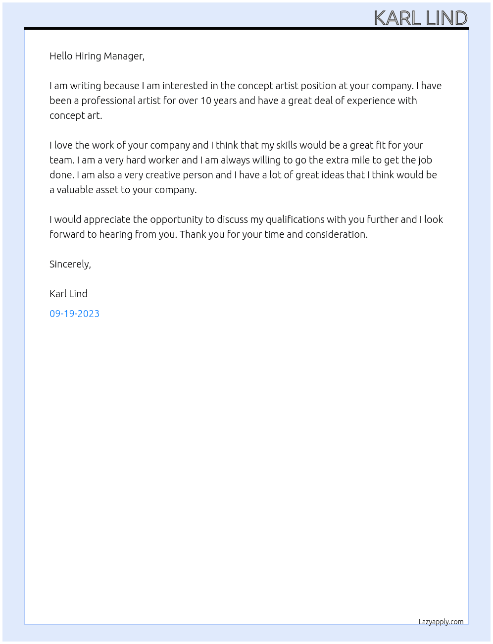 concept artist At Unknown Cover Letter