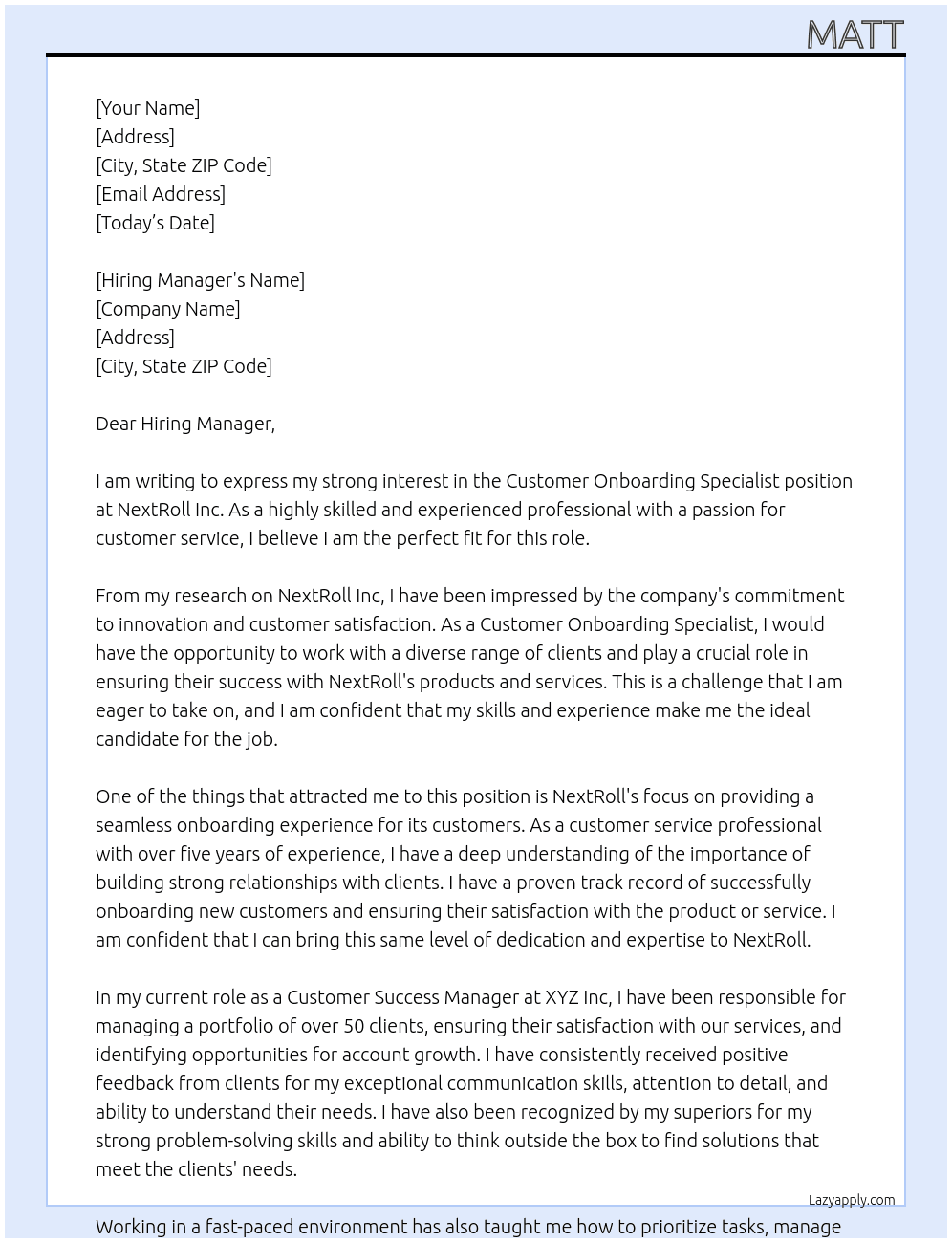 Customer Onboarding Specialist At NextRoll Inc Cover Letter