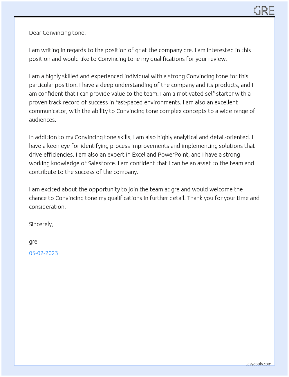 gr At gre Cover Letter