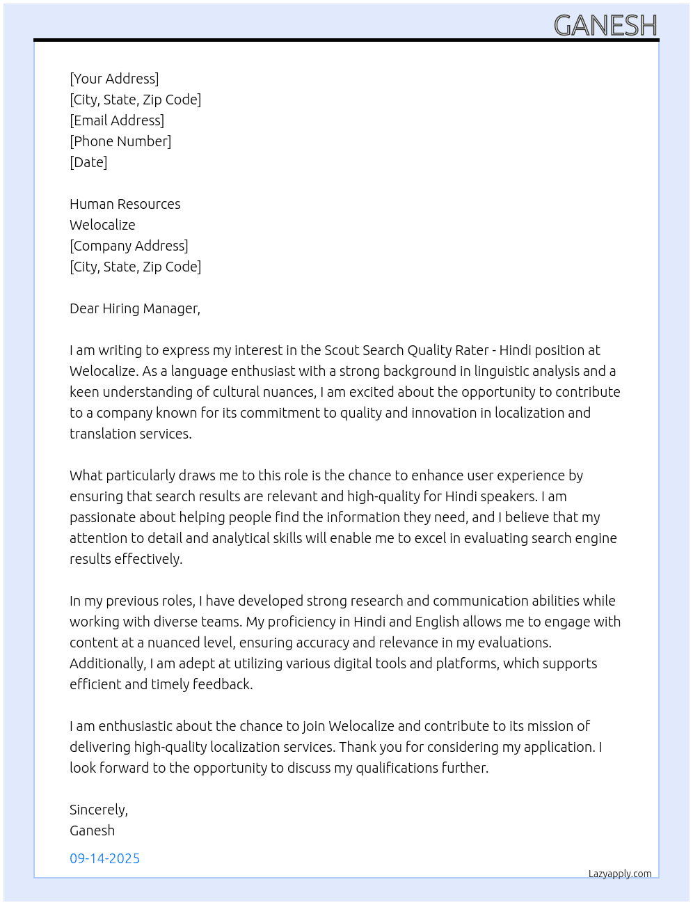 Scout Search Quality Rater - Hindi At welocalize Cover Letter