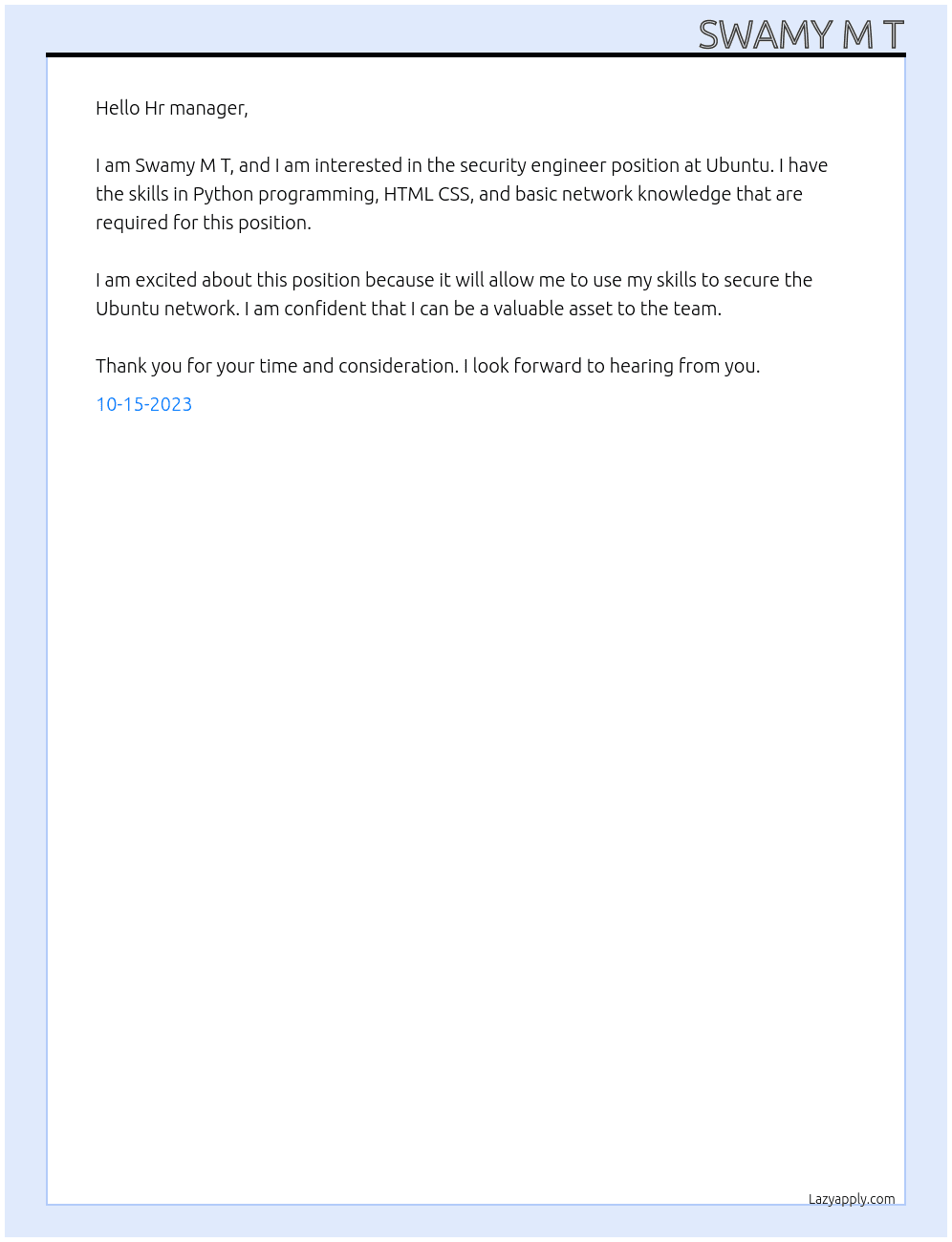 Security Engineer At Ubuntu Cover Letter