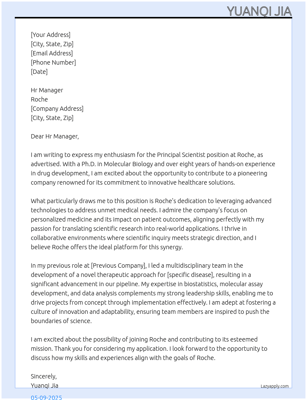 Cover letter for principal scientist - LazyApply