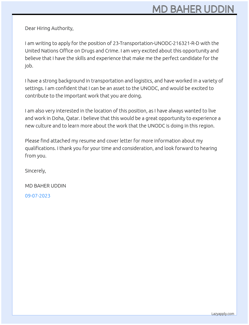 23-Transportation-UNODC-216321-R-D  At 	United Nations Office on Drugs and Crime Cover Letter