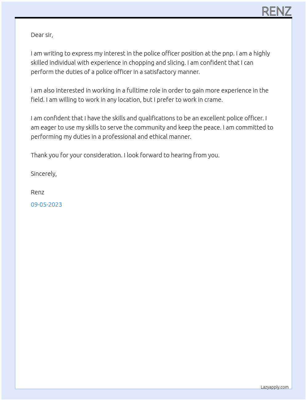 police At pnp Cover Letter