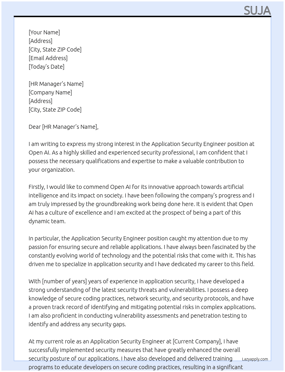 Cover letter for application security engineer - LazyApply