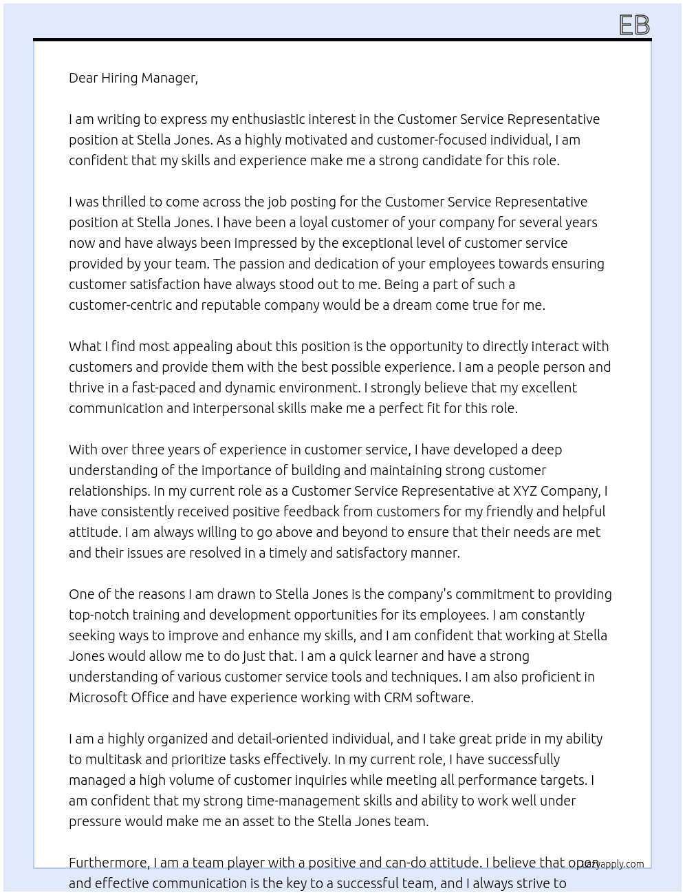 Customer Service Representative At Stella Jones Cover Letter