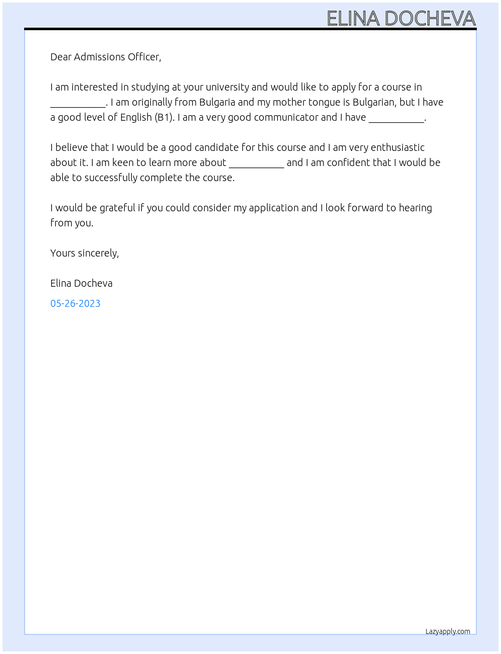 Over-sea student At British university Cover Letter