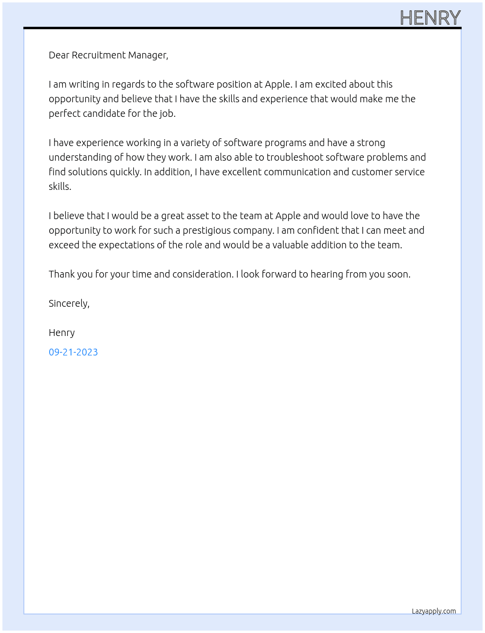 software At apple Cover Letter