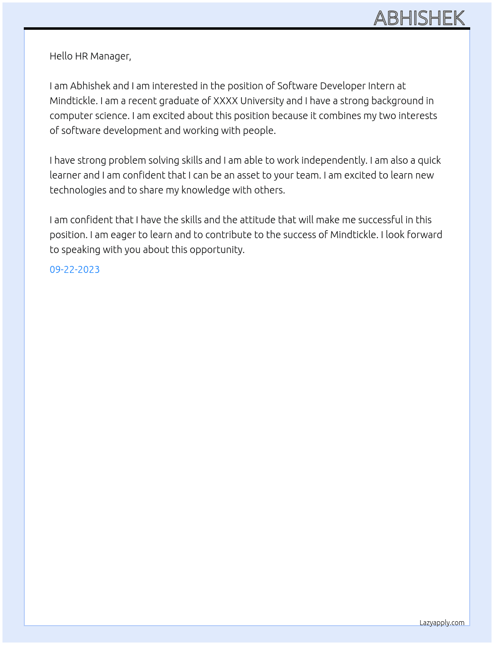 Software Developer Intern At Mindtickle Cover Letter