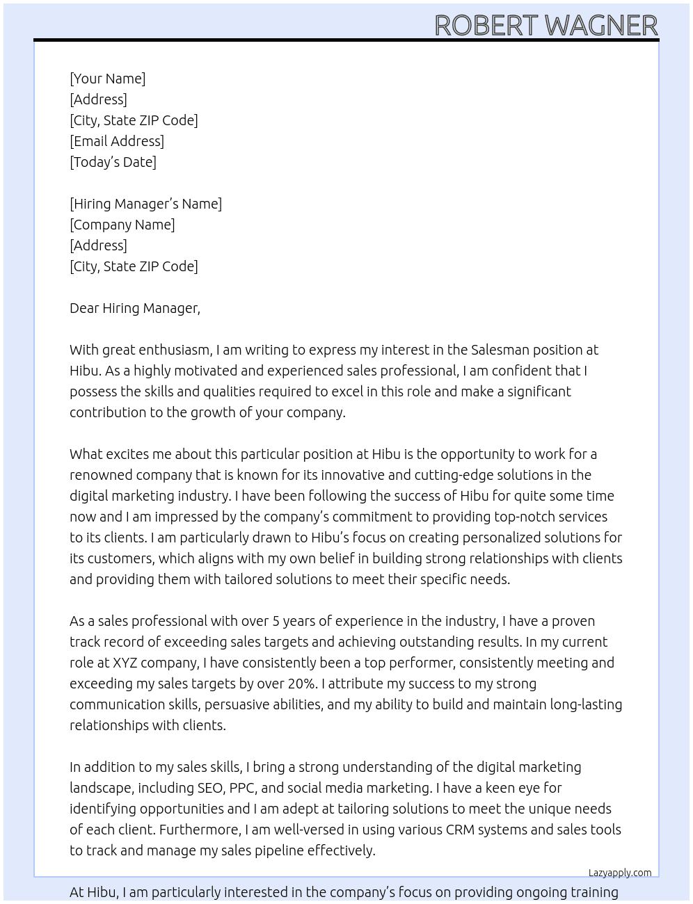 Salesman At Hibu Cover Letter