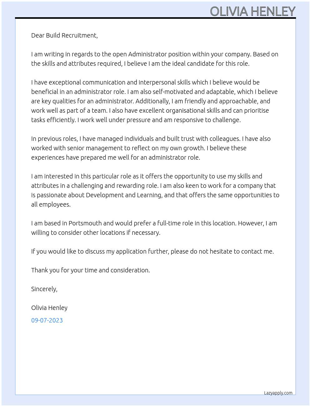 Administrator At Administrator Cover Letter