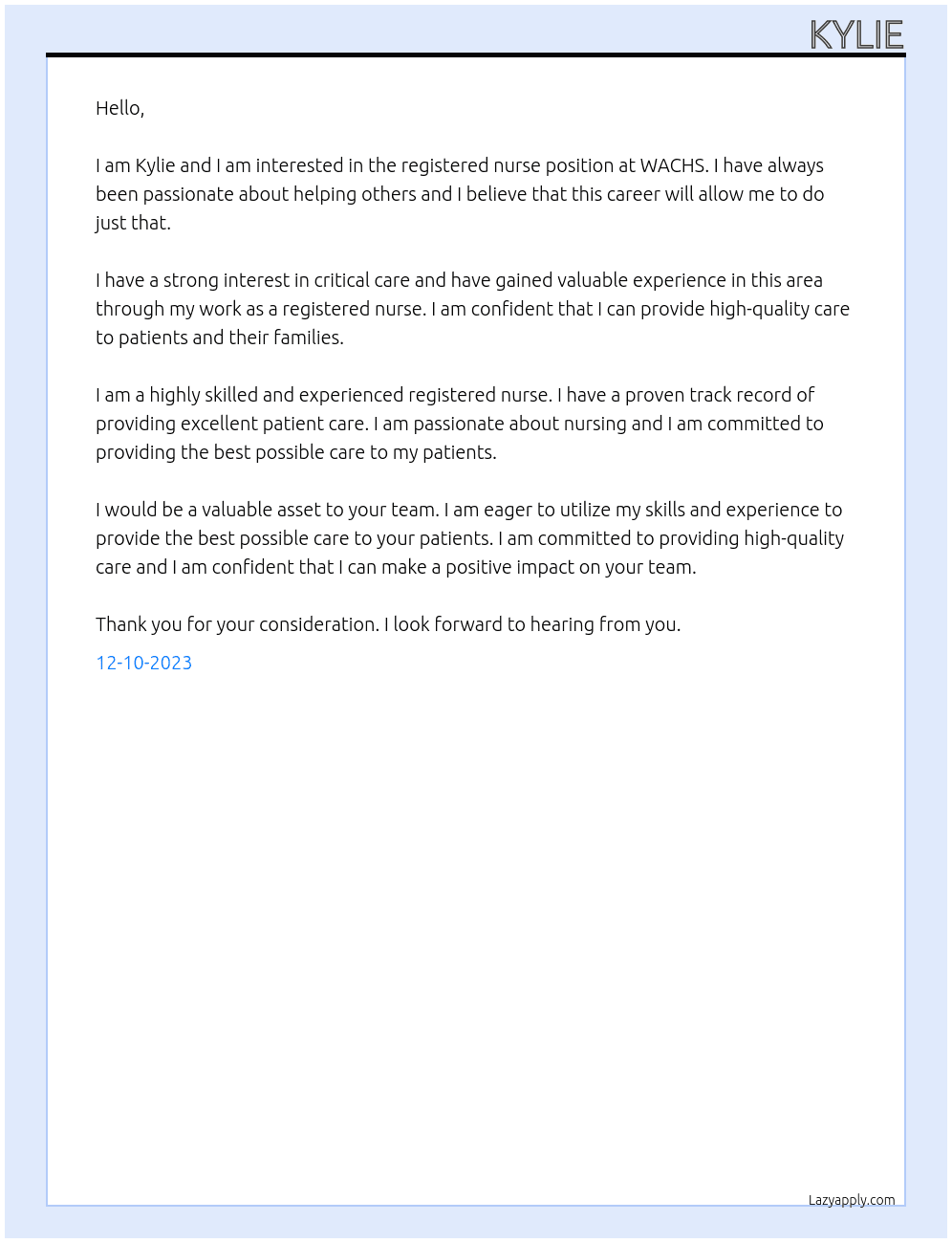 registered nurse At WACHS Cover Letter