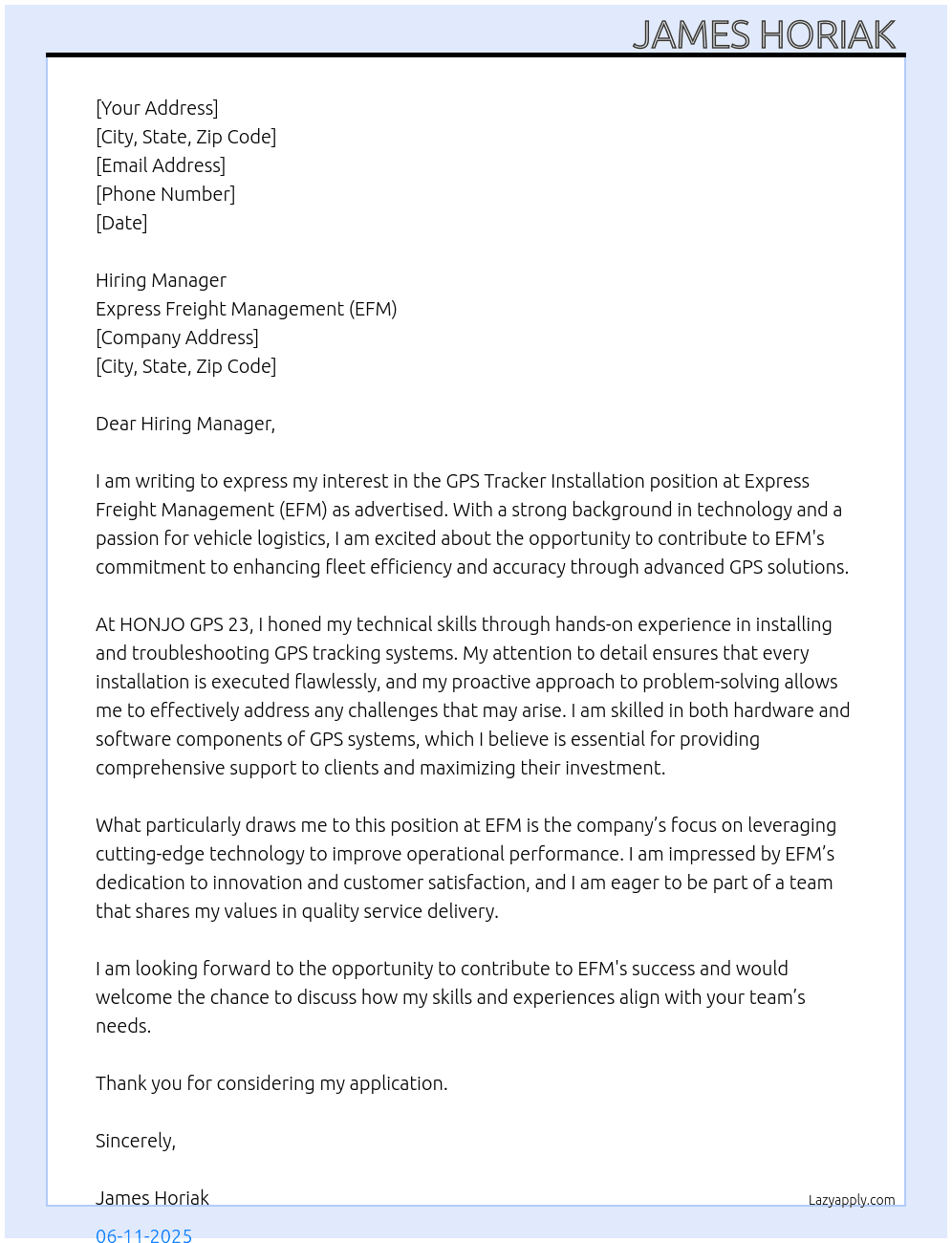 Cover letter for gps tracker installation - LazyApply
