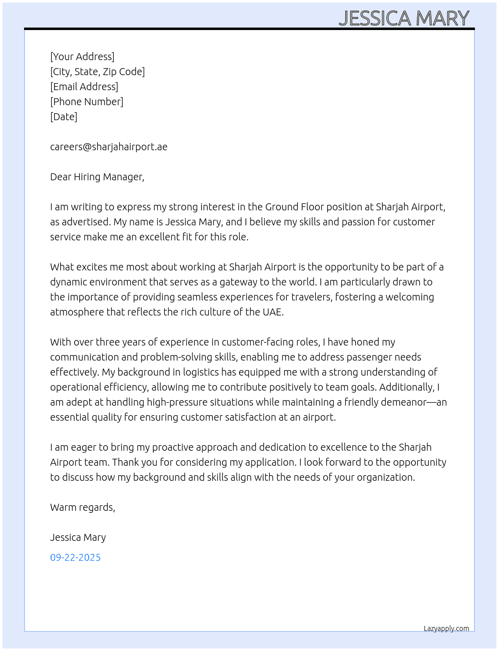 Cover letter for ground floor - LazyApply