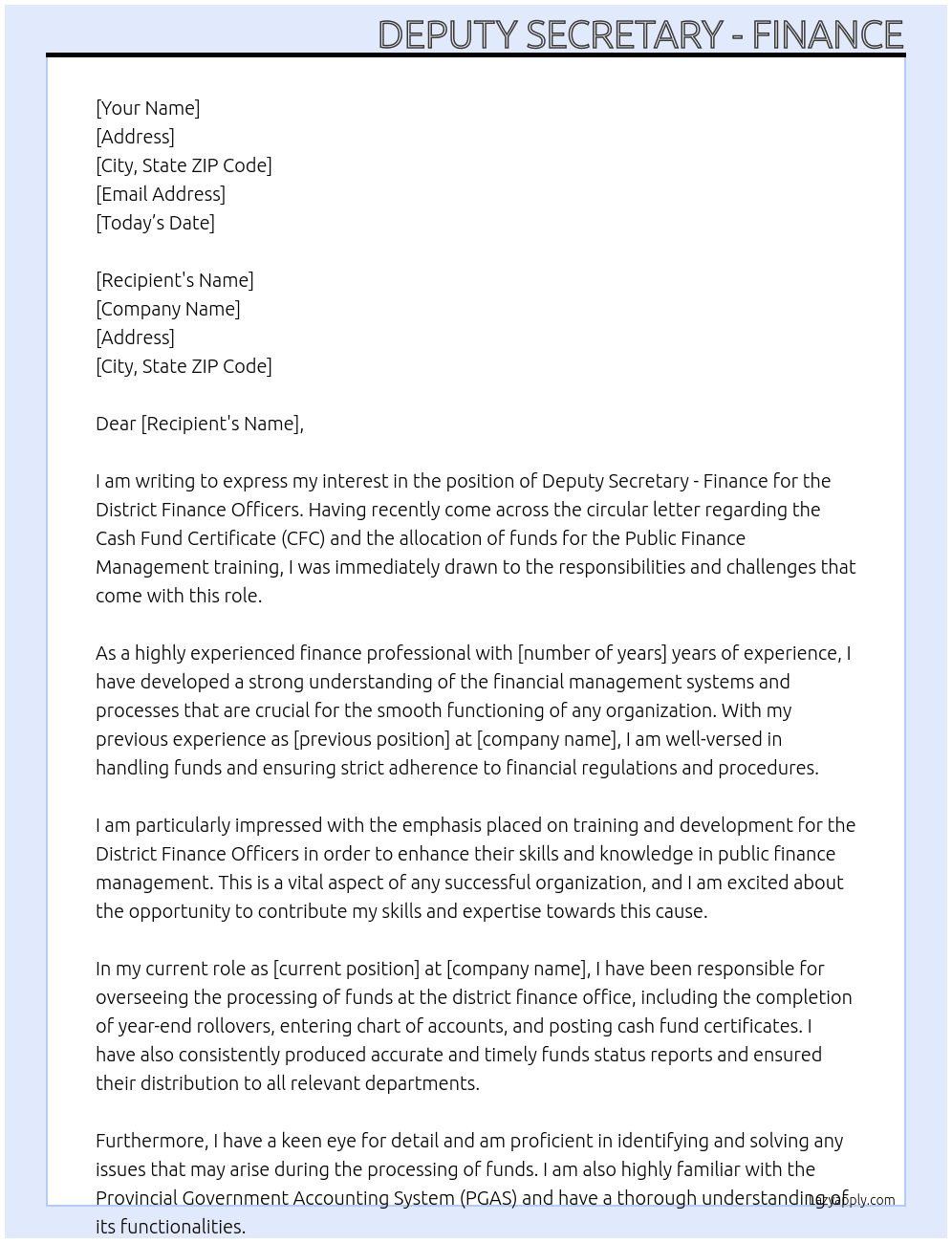 Processing of Funds at the district Finance Office At District Finance Officers Cover Letter