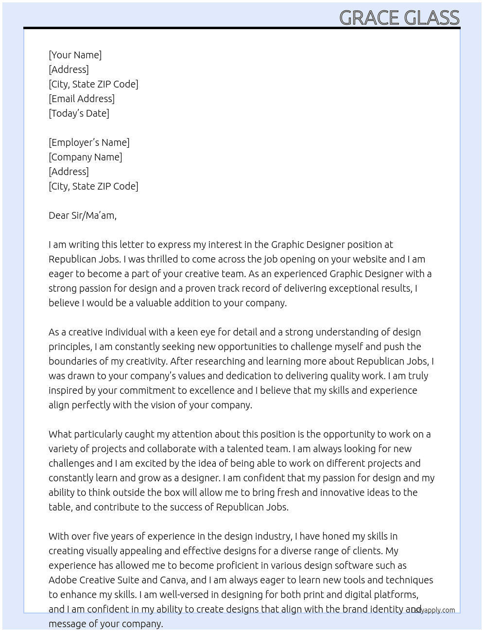 Graphic Designer At Republican Jobs Cover Letter