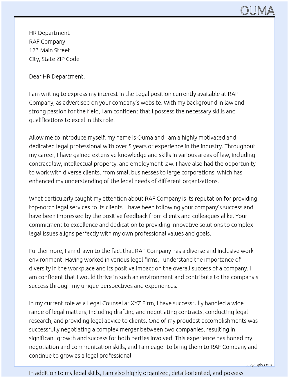 legal At raf Cover Letter
