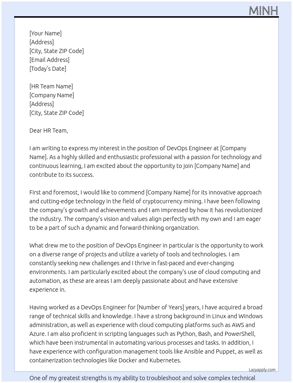 DevOps Engineer At f2pool Cover Letter