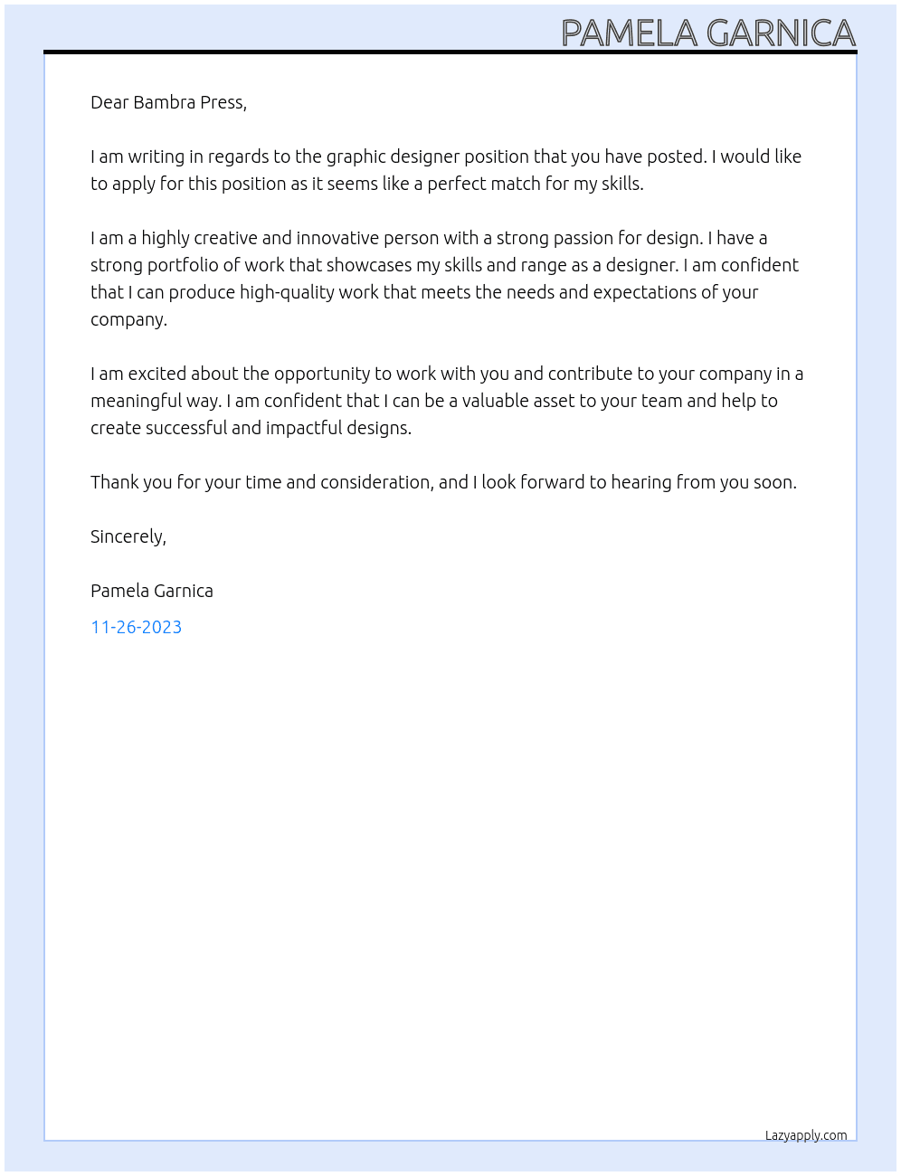 graphic designer At Bambra Press Cover Letter