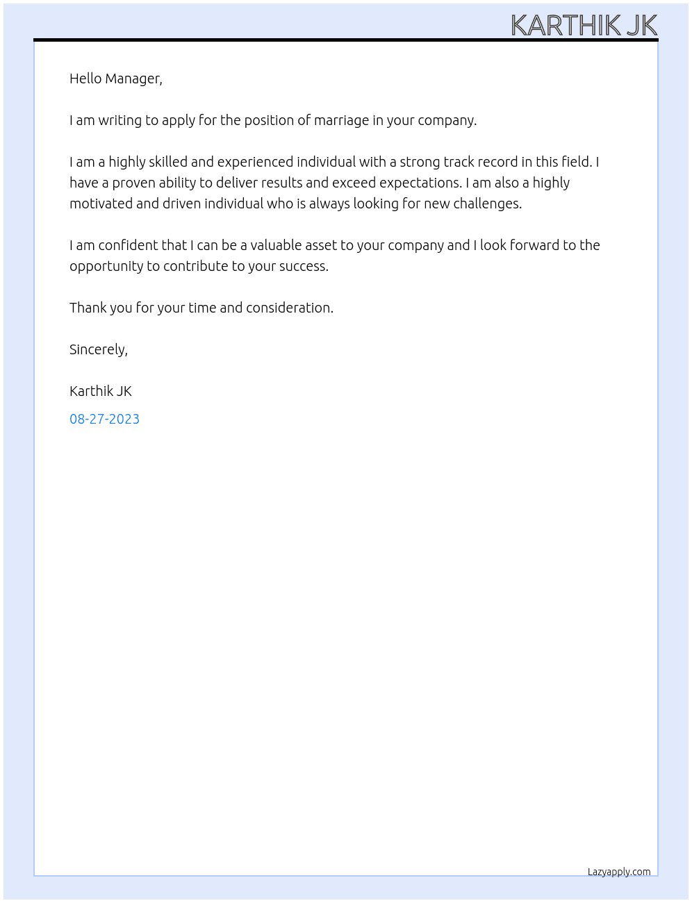 my marriage At act plast paints pvt ltd Cover Letter