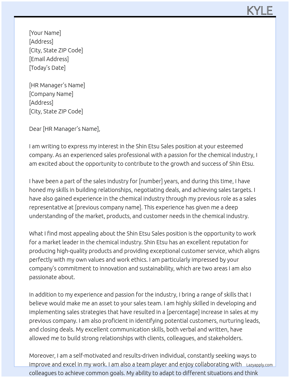 Shin etsu sales  At Shin Etsu Cover Letter