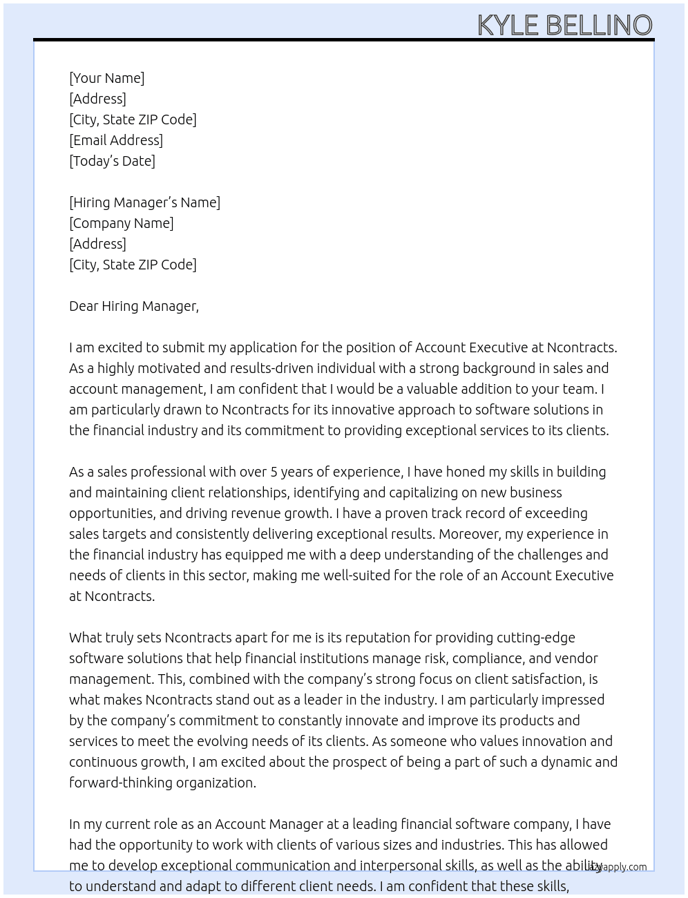 Account Executive At Ncontracts Cover Letter