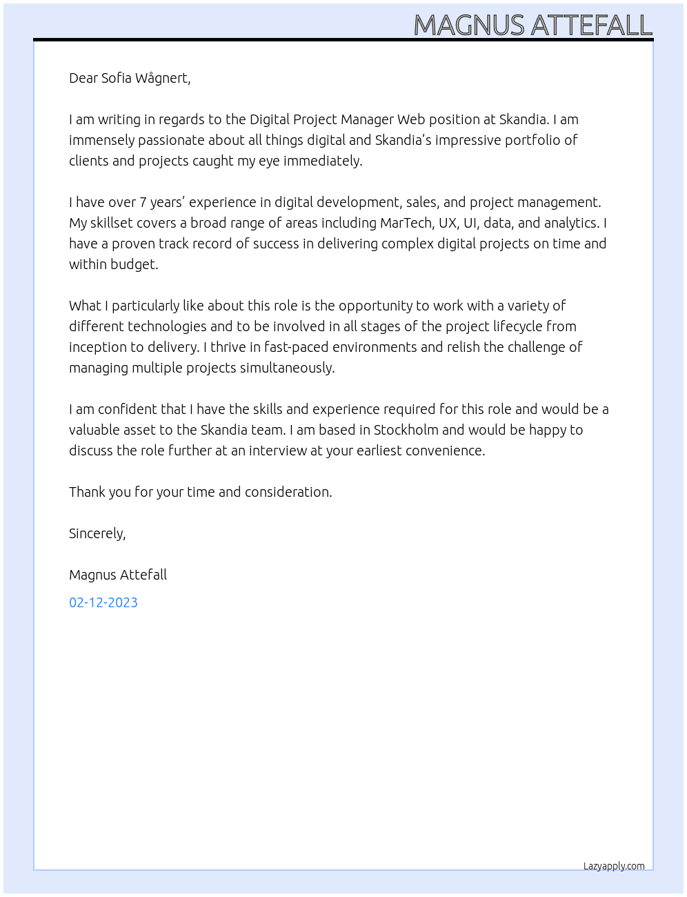 Cover letter for digital project manager web - LazyApply