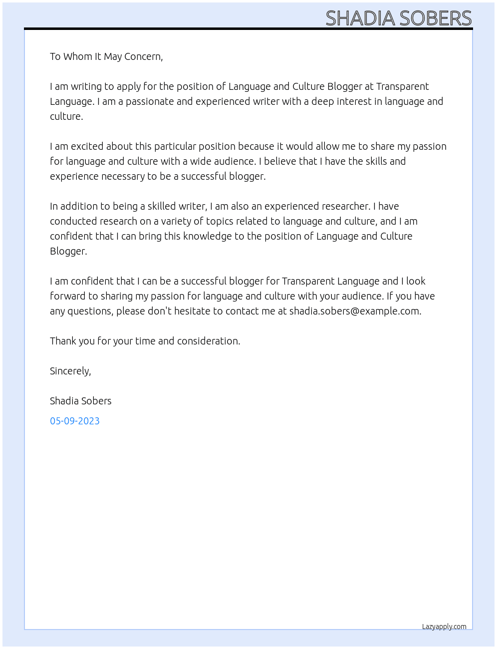 Language and Culture Blogger At Transparent Language Cover Letter