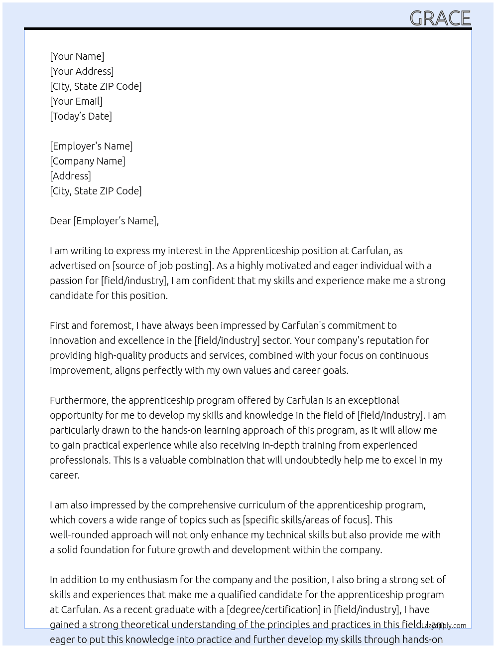 Apprenticeship At Carfulan Cover Letter