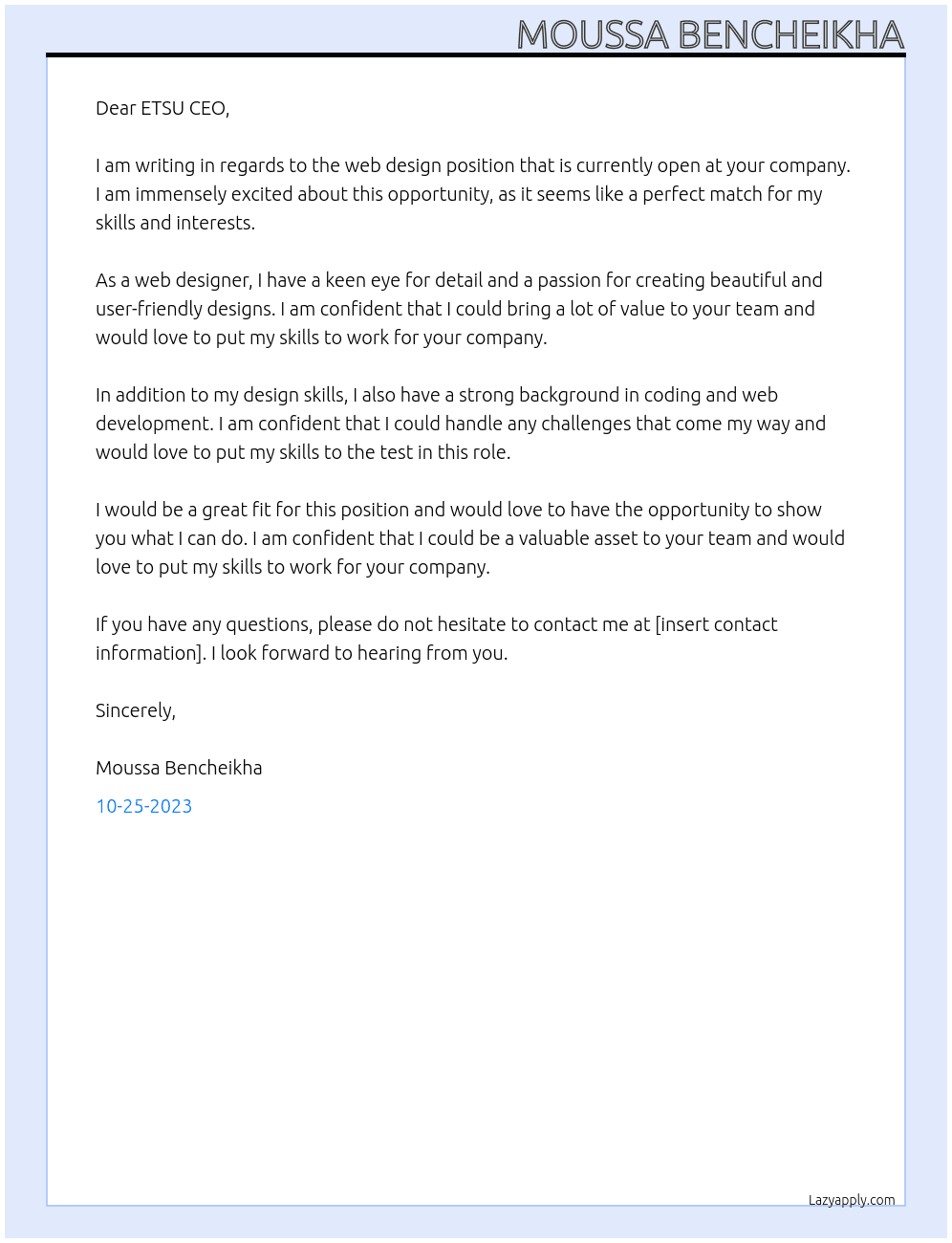 web design  At Kcom Cover Letter
