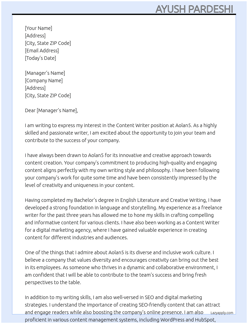 Content wr6 At Aolan5 Cover Letter