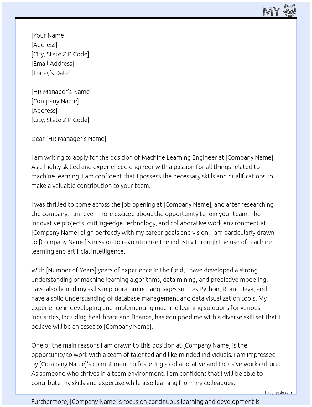 Machine Learning Engineer At meta Cover Letter