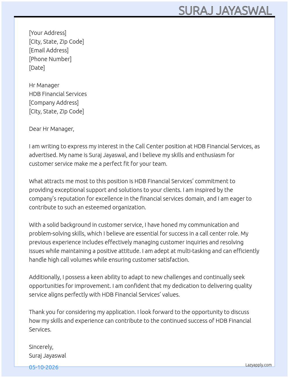 Cover letter for calling center - LazyApply