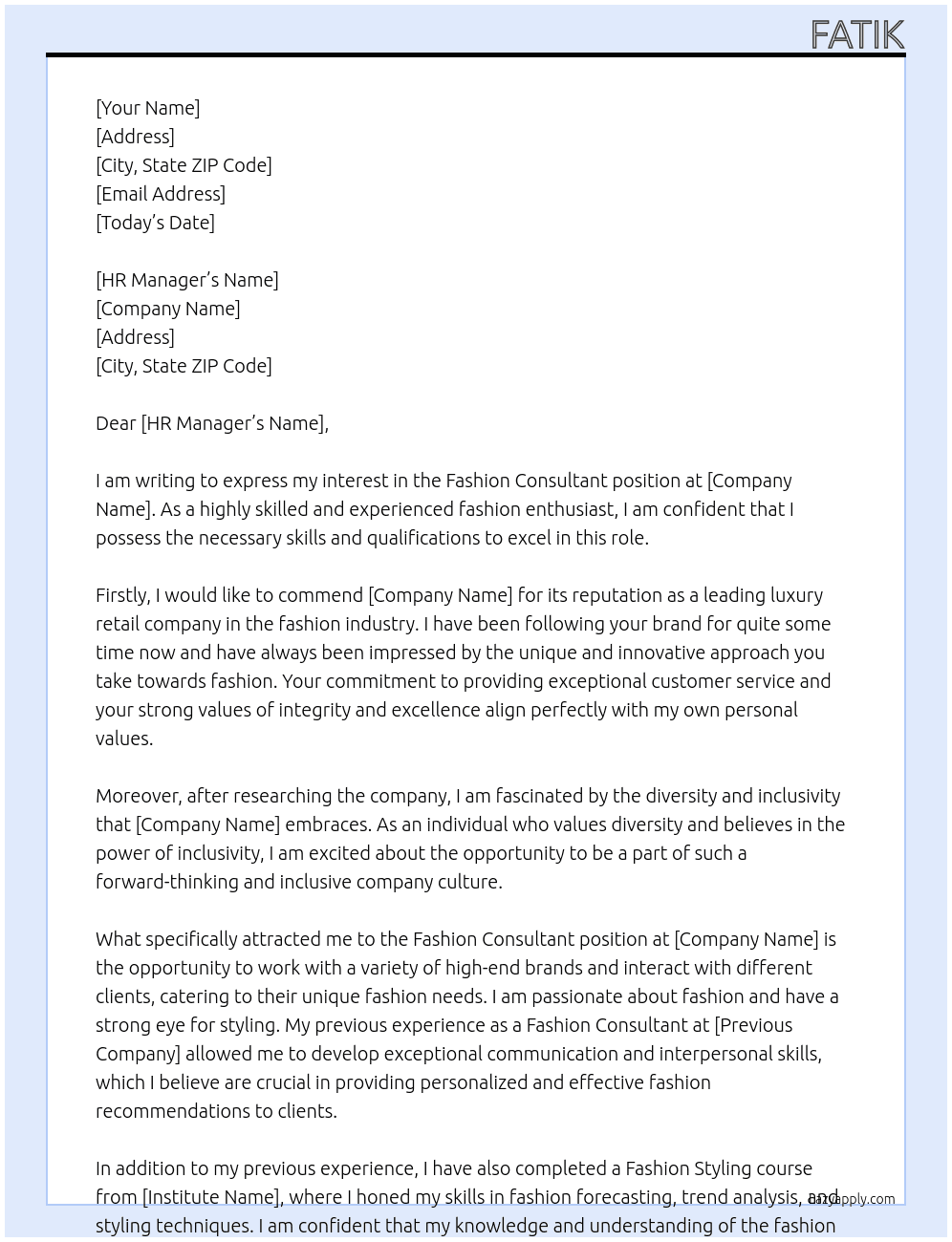 Fahsion consultant At chalhoub Cover Letter