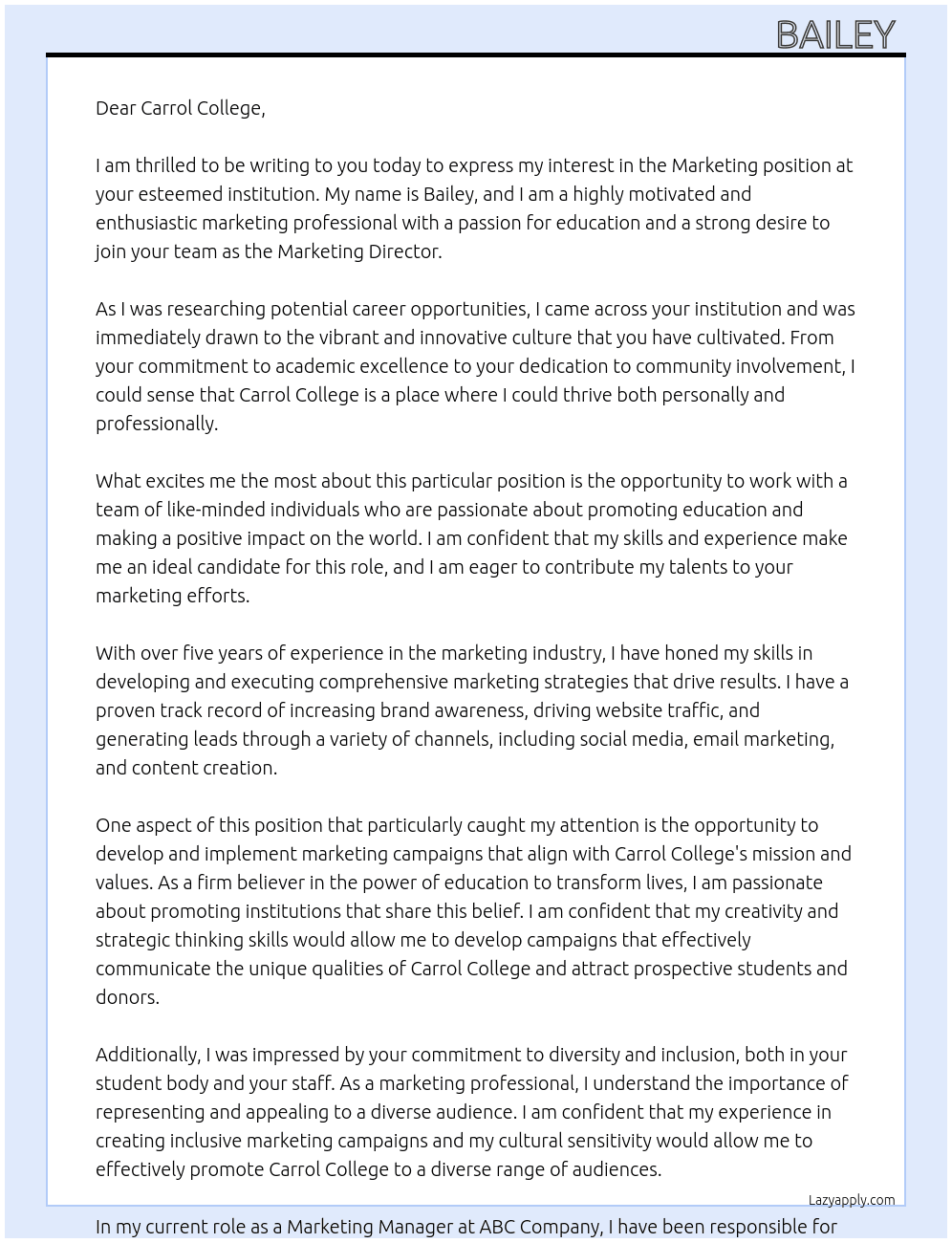 Marketing At Marketing Director  Cover Letter