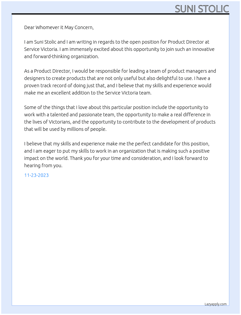 Product Director At Service Victoria Cover Letter