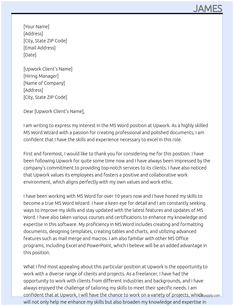 Cover letter for ms word - LazyApply