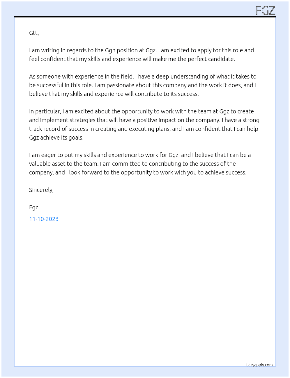 Ggh At Ggz Cover Letter