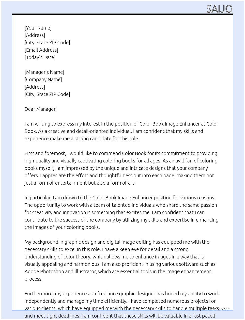 Color book image enhancer At Color book Cover Letter