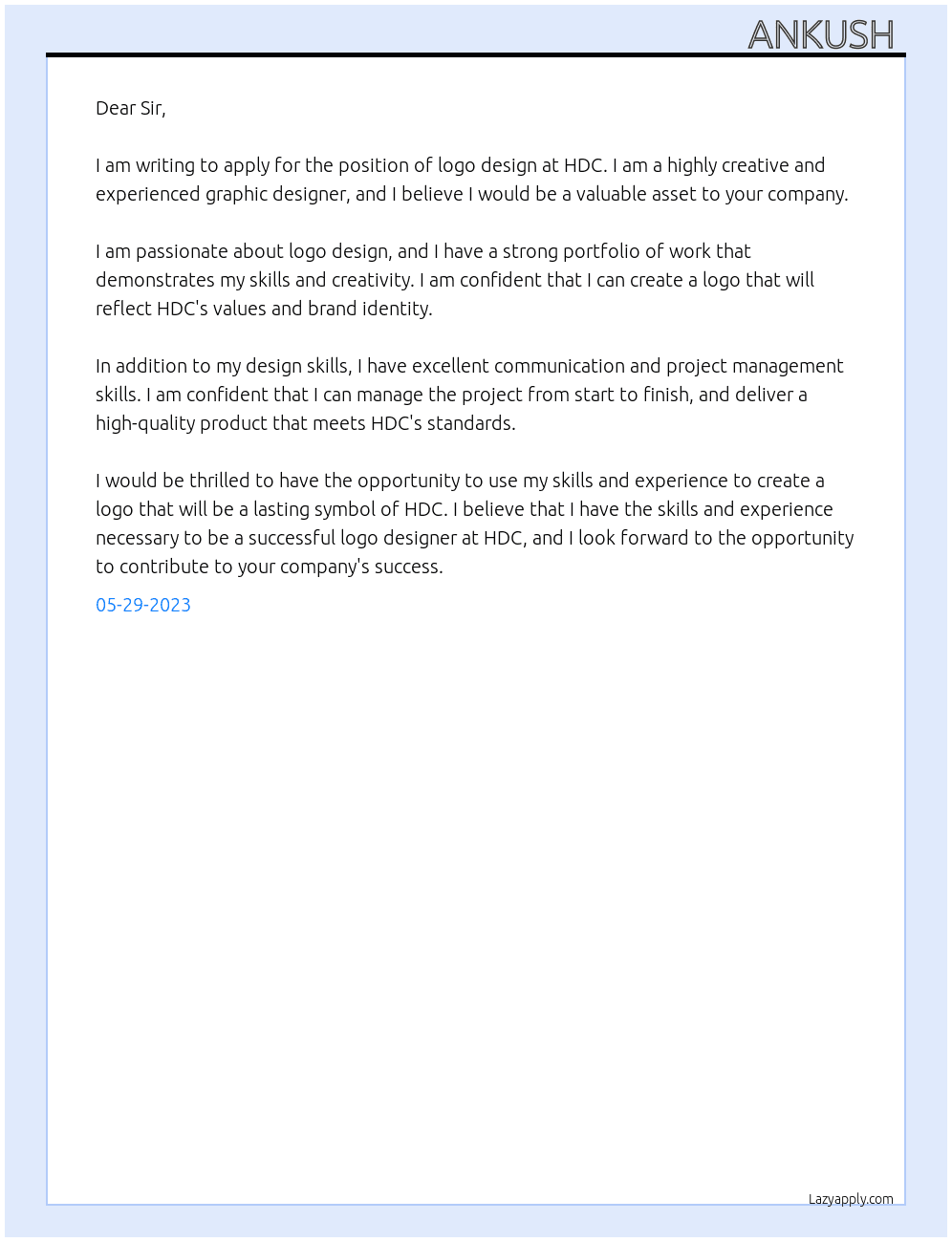 logo design At HDC Cover Letter