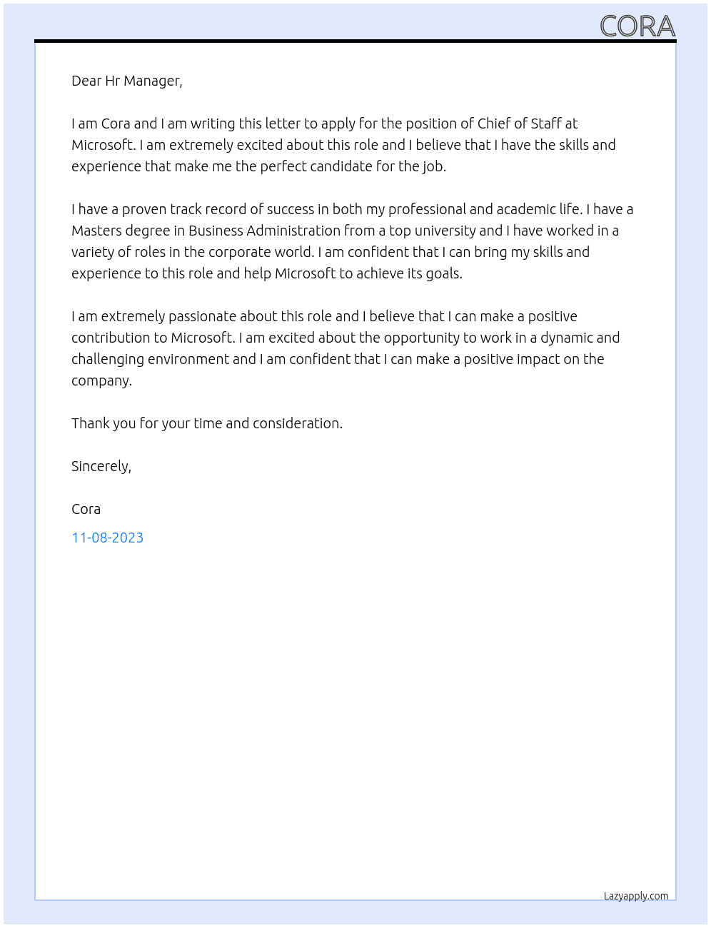 Chief of Staff At Microsoft Cover Letter