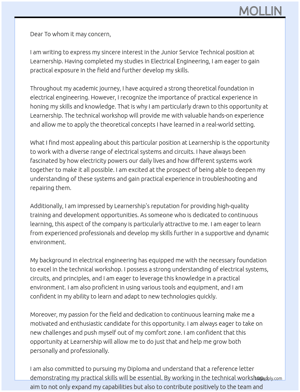 LEARNERSHIP At LEARNERSHIP Cover Letter